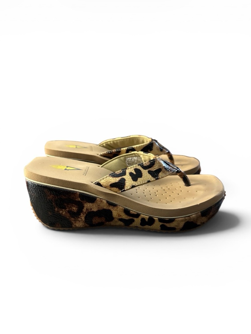 Volatile Leopard Print Platform Flip-Flops in Brown and Black
